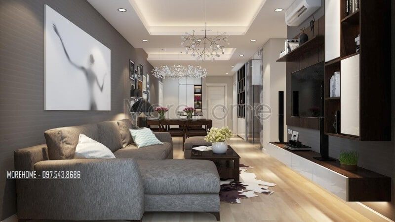 .
Không gian phòng khách được nhấn mạnh bởi bức tranh nghệ thuật có họa tiết đơn giản nhưng lại có sức hút mãnh liệt.