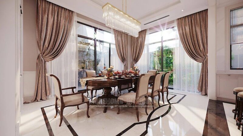 Để tạo nên một bức tranh nội thất đẹp cho biệt thự Ciputra Tây Hồ Hà Nội, trang trí phòng ăn là một yếu tố quan trọng.