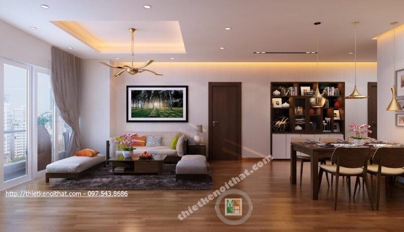 . Không gian thiết kế nhẹ nhàng được tạo ra bởi sự kết hợp hài hòa giữa 2 tone màu nâu trầm và trắng sữa của bộ sofa đẹp và ánh sáng tự nhiên giúp gợi cảm giác thân thiện và thư giãn.